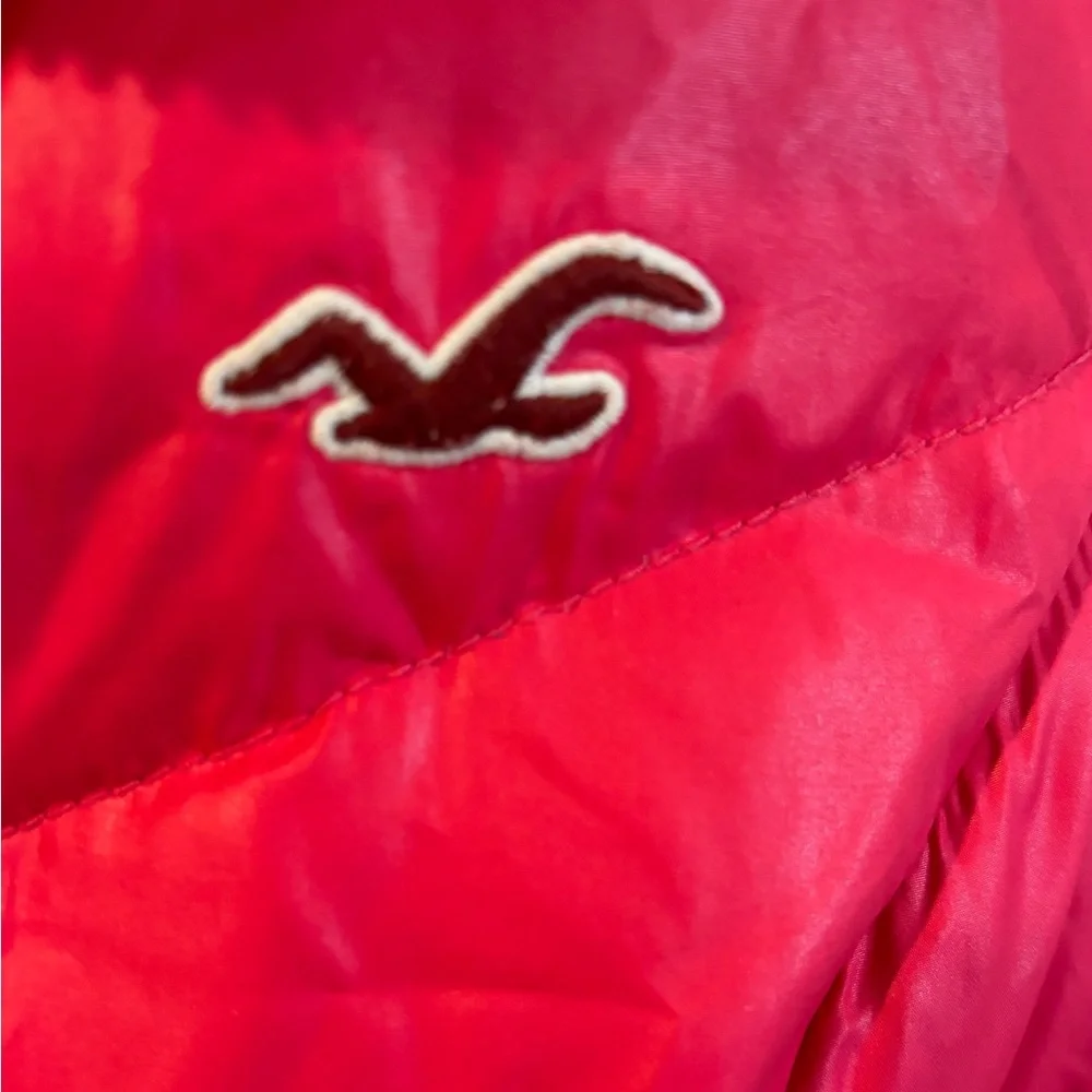 Hollister Women's Feather Puffer Vest Size Small Hot Pink with Quilted‎ Hooded - Picture 3 of 10